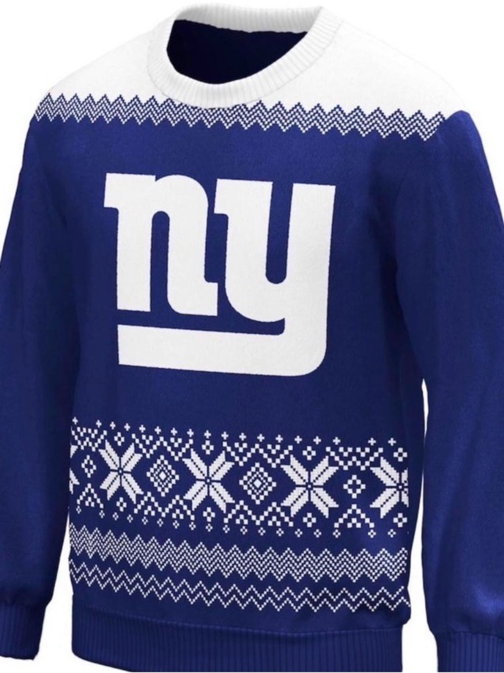 Men's Blue NY Logo Crewneck Sweater - Team Knit